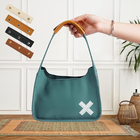 MEABEN 8 قطع/4 أزواج من أغطية مقبض حقيبة اليد الجلدية، مقبض محفظة المحفظة، واقيات مقبض حقيبة الأمتعة، مستلزمات صنع الحزام لحقيبة اليد وحقيبة التسوق وحقيبة السفر، 4 ألوان in Kuwait