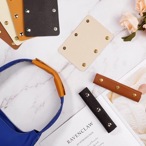 MEABEN 8 قطع/4 أزواج من أغطية مقبض حقيبة اليد الجلدية، مقبض محفظة المحفظة، واقيات مقبض حقيبة الأمتعة، مستلزمات صنع الحزام لحقيبة اليد وحقيبة التسوق وحقيبة السفر، 4 ألوان in Kuwait