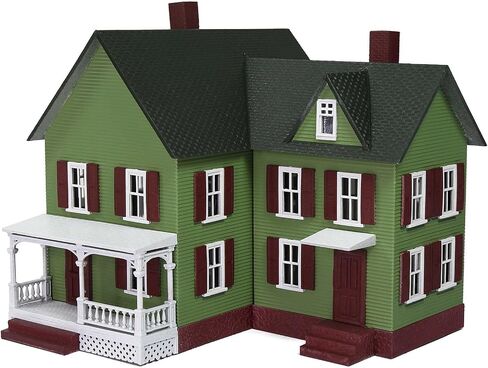 HO Scale Assembled Complete Model Village Two-Story House 1:87 Christmas Building JZ8704 (Green) in Saudi Arabia