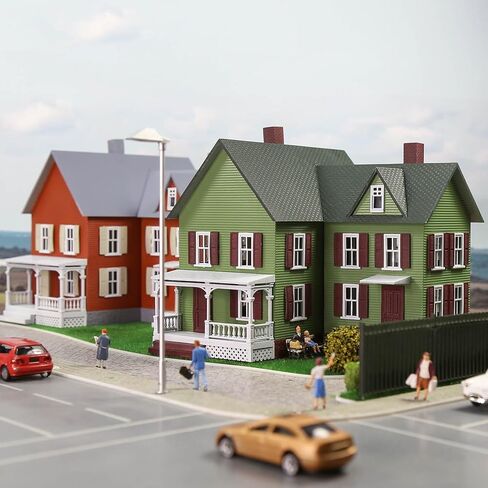 HO Scale Assembled Complete Model Village Two-Story House 1:87 Christmas Building JZ8704 (Green) in Saudi Arabia