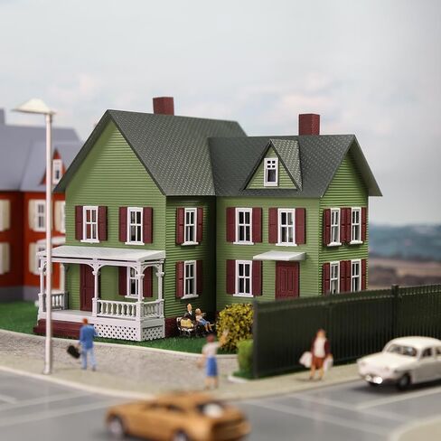 HO Scale Assembled Complete Model Village Two-Story House 1:87 Christmas Building JZ8704 (Green) in Saudi Arabia