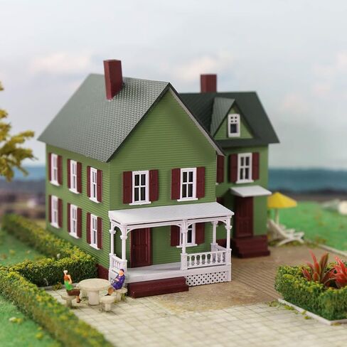 HO Scale Assembled Complete Model Village Two-Story House 1:87 Christmas Building JZ8704 (Green) in Saudi Arabia