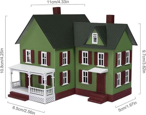 HO Scale Assembled Complete Model Village Two-Story House 1:87 Christmas Building JZ8704 (Green) in Saudi Arabia