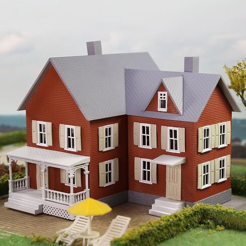 HO Scale Assembled Complete Model Village Two-Story House 1:87 Christmas Building JZ8704 (Green) in Saudi Arabia