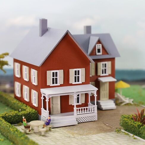HO Scale Assembled Complete Model Village Two-Story House 1:87 Christmas Building JZ8704 (Green) in Saudi Arabia