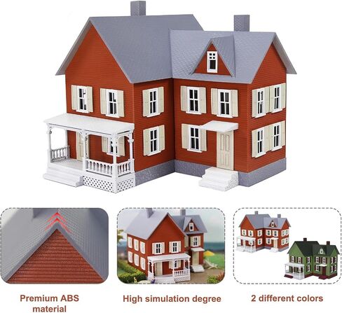 HO Scale Assembled Complete Model Village Two-Story House 1:87 Christmas Building JZ8704 (Green) in Saudi Arabia