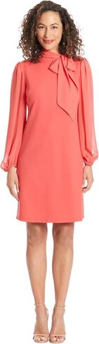 London Times Long Sleeve Tie Neck Shift Work Dresses for Women in Saudi Arabia
