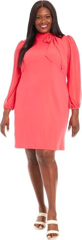 London Times Long Sleeve Tie Neck Shift Work Dresses for Women in Saudi Arabia