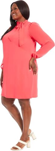 London Times Long Sleeve Tie Neck Shift Work Dresses for Women in Saudi Arabia