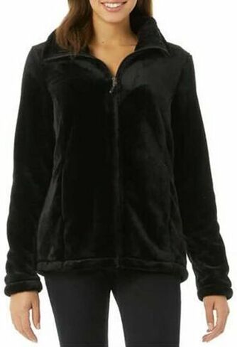 32 Degrees Heat Womens Full Zip Plush Jacket (Large, Black) in Saudi Arabia