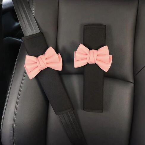 2/4 PCS Car Seat Belt Covers, Cute Bow Seat Belt Cover Pad, Seatbelt Shoulder Strap Pads Covers for Shoulder Protector Car Accessories for Kids Adults (2PCS-Pink) in Saudi Arabia
