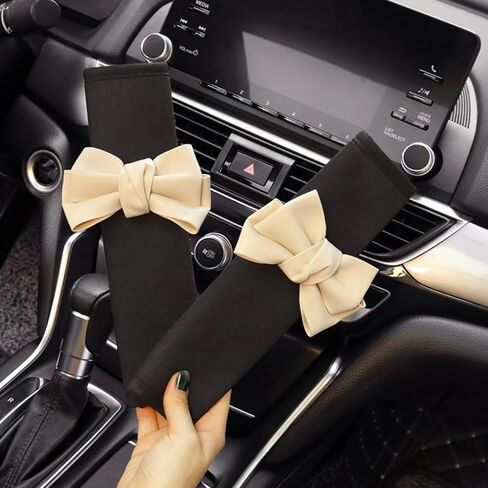 2/4 PCS Car Seat Belt Covers, Cute Bow Seat Belt Cover Pad, Seatbelt Shoulder Strap Pads Covers for Shoulder Protector Car Accessories for Kids Adults (2PCS-Pink) in Saudi Arabia