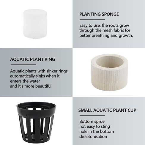 YOLUFER Aquatic Plants Fixed Set 10pcs Aquarium Plant Weights Pot and 10pcs Planting Cup with 10pcs Fixing Cottons Aquarium Accessories (30) in Saudi Arabia