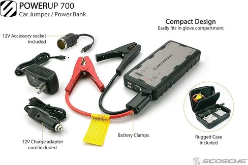 مصباح يدوي Scosche PBJF600 PowerUp 600 Torch محمول 300 لومن وبادئ تشغيل السيارة مع بطارية محمولة 600 أمبير مع منفذ USB للاستخدام مع مركبات 8 أسطوانات أو الديزل in Kuwait