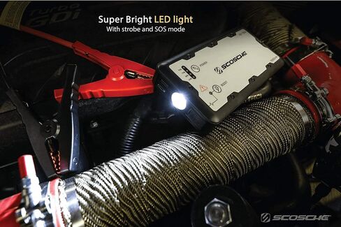 مصباح يدوي Scosche PBJF600 PowerUp 600 Torch محمول 300 لومن وبادئ تشغيل السيارة مع بطارية محمولة 600 أمبير مع منفذ USB للاستخدام مع مركبات 8 أسطوانات أو الديزل in Kuwait