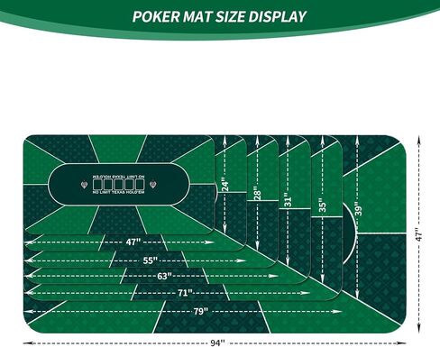 nuveti Poker Mat - 94 x47inch Non-Slip Poker Table Game Mat - Portable Rubber Waterproof Poker mat for Table 8-10 Player Card Game in Saudi Arabia