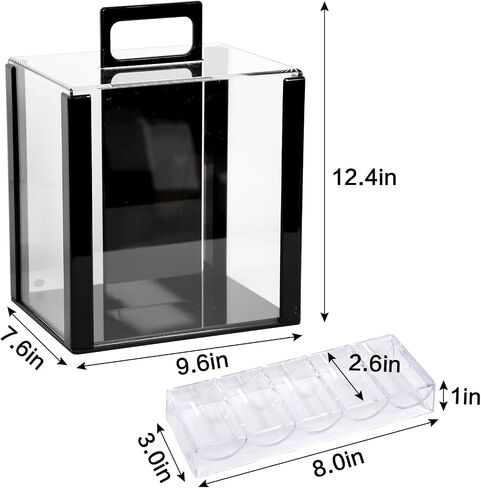 Acrylic Poker Chip Case 600/1000pcs Capacity Poker Chip Trays Set Including 10 Poker Chip Holder Poker Chip Display Case for Standard Size Chips in Saudi Arabia