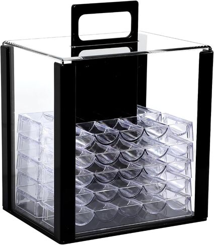 Acrylic Poker Chip Case 600/1000pcs Capacity Poker Chip Trays Set Including 10 Poker Chip Holder Poker Chip Display Case for Standard Size Chips in Saudi Arabia