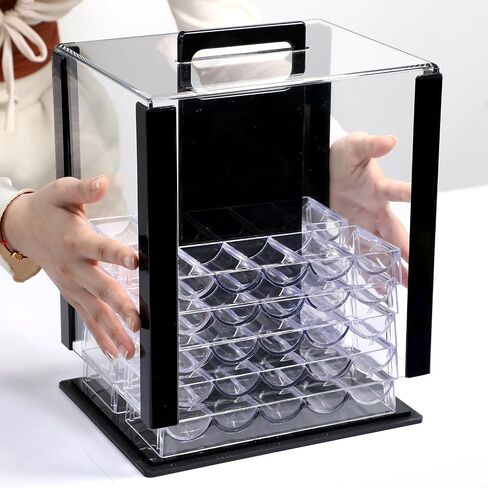 Acrylic Poker Chip Case 600/1000pcs Capacity Poker Chip Trays Set Including 10 Poker Chip Holder Poker Chip Display Case for Standard Size Chips in Saudi Arabia