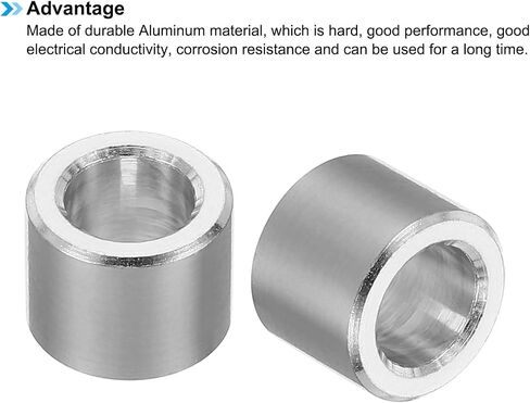 PATIKIL M6 Aluminum Spacers, 10 Pcs Metal Spacer Aluminum Round 6.2mm ID x 10mm OD x 2mm L Thickness Aluminum Spacer 1/4in ID Screw Standoff Fit for 1/4" or M6 Screw Bolts in Saudi Arabia