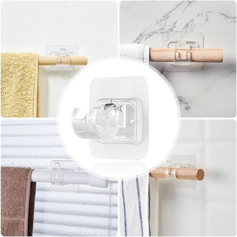 aiyoo 8pcs لا الحفر قضيب الستارة بين قوسين، شفافة ذاتية اللصق قضيب الستارة السنانير، مسمار الحرة قابل للتعديل قضيب الستارة السنانير الستار الشماعات للحمام المطبخ المنزل الحمام والفندق in Kuwait