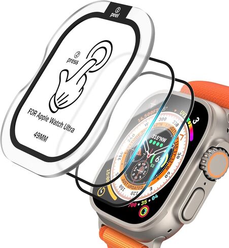 واقي شاشة لساعة Apple Watch Ultra 49 مم، عبوتان من واقي الشاشة الزجاجي المقوى مع مجموعة أدوات المحاذاة التلقائية، طبقة زجاجية شفافة عالية الدقة مضادة للخدش وخالية من الفقاعات in Kuwait