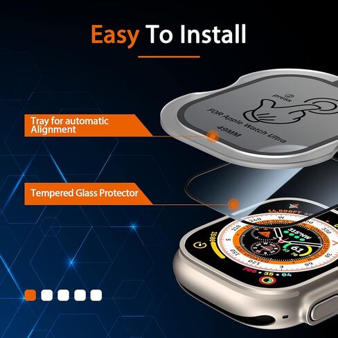 واقي شاشة لساعة Apple Watch Ultra 49 مم، عبوتان من واقي الشاشة الزجاجي المقوى مع مجموعة أدوات المحاذاة التلقائية، طبقة زجاجية شفافة عالية الدقة مضادة للخدش وخالية من الفقاعات in Kuwait