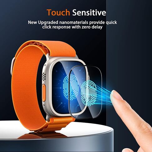 واقي شاشة لساعة Apple Watch Ultra 49 مم، عبوتان من واقي الشاشة الزجاجي المقوى مع مجموعة أدوات المحاذاة التلقائية، طبقة زجاجية شفافة عالية الدقة مضادة للخدش وخالية من الفقاعات in Kuwait