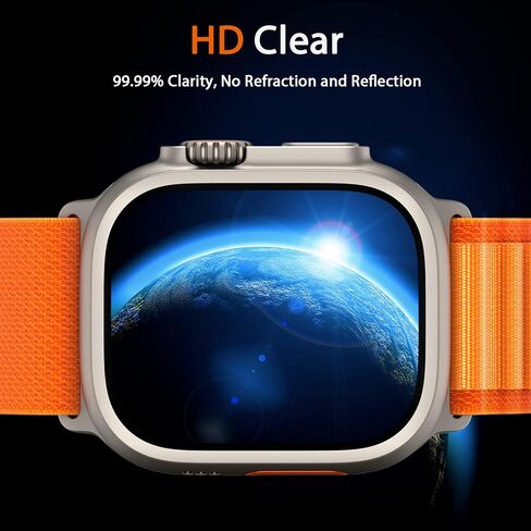 واقي شاشة لساعة Apple Watch Ultra 49 مم، عبوتان من واقي الشاشة الزجاجي المقوى مع مجموعة أدوات المحاذاة التلقائية، طبقة زجاجية شفافة عالية الدقة مضادة للخدش وخالية من الفقاعات in Kuwait