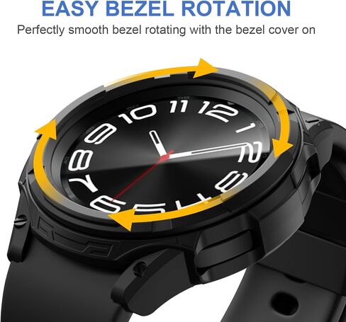 Cuteey 3 IN 1 Bezel Protector for Samsung Galaxy Watch 6 Classic 43mm Screen Protector Case, Soft Bumper Cover with Anti-Fog Tempered Glass Protective Film for Galaxy Watch 6 Classic,Blue in Saudi Arabia