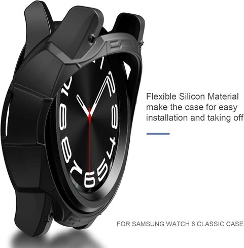 Cuteey 3 IN 1 Bezel Protector for Samsung Galaxy Watch 6 Classic 43mm Screen Protector Case, Soft Bumper Cover with Anti-Fog Tempered Glass Protective Film for Galaxy Watch 6 Classic,Blue in Saudi Arabia