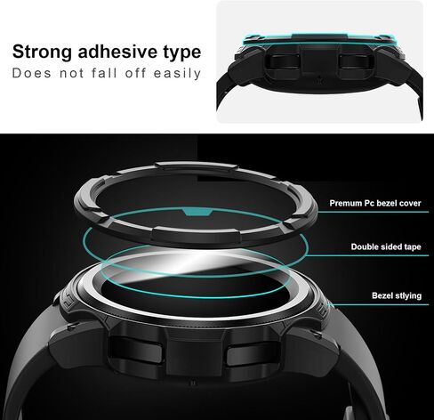 Cuteey 3 IN 1 Bezel Protector for Samsung Galaxy Watch 6 Classic 43mm Screen Protector Case, Soft Bumper Cover with Anti-Fog Tempered Glass Protective Film for Galaxy Watch 6 Classic,Blue in Saudi Arabia