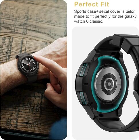 Cuteey 3 IN 1 Bezel Protector for Samsung Galaxy Watch 6 Classic 43mm Screen Protector Case, Soft Bumper Cover with Anti-Fog Tempered Glass Protective Film for Galaxy Watch 6 Classic,Blue in Saudi Arabia