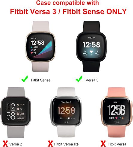 [6 Pack] Compatible with Fitbit Sense/Fitbit Versa 3 Screen Protector Case, Soft TPU Full Around Cover for Fitbit Versa 3 / Sense Smartwatch (Black, Gray, Silver, Rose Gold, Gold, Clear) in Saudi Arabia