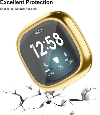 [6 Pack] Compatible with Fitbit Sense/Fitbit Versa 3 Screen Protector Case, Soft TPU Full Around Cover for Fitbit Versa 3 / Sense Smartwatch (Black, Gray, Silver, Rose Gold, Gold, Clear) in Saudi Arabia