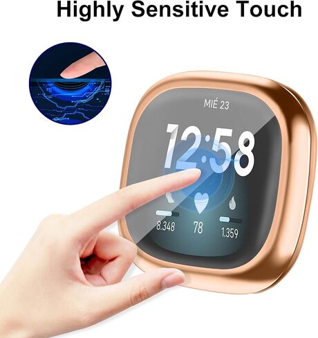 [6 Pack] Compatible with Fitbit Sense/Fitbit Versa 3 Screen Protector Case, Soft TPU Full Around Cover for Fitbit Versa 3 / Sense Smartwatch (Black, Gray, Silver, Rose Gold, Gold, Clear) in Saudi Arabia