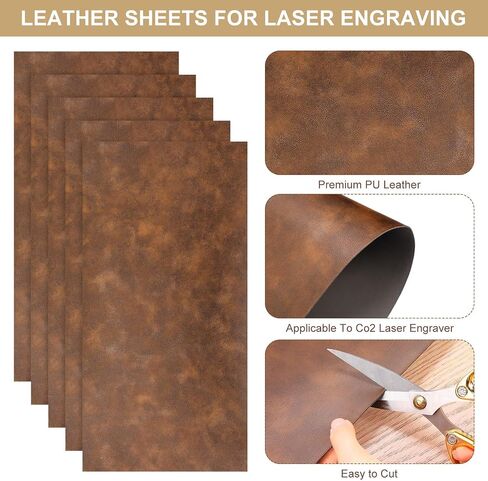 Huhumy 5 Pieces Laserable Leather Sheets Leatherette Sheets for Laser Engraving Leather Laser Engraving Supplies for Art Craft Supplies and Materials(12 x 24 Inch,Multiple Colors) in Saudi Arabia