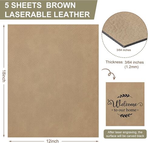 Huhumy 5 Pieces Laserable Leather Sheets Leatherette Sheets for Laser Engraving Leather Laser Engraving Supplies for Art Craft Supplies and Materials(12 x 24 Inch,Multiple Colors) in Saudi Arabia