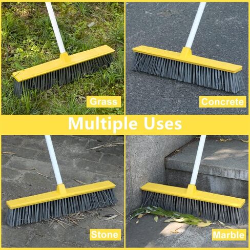 مكنسة الدفع في الهواء الطلق مقاس 18 بوصة لتنظيف الأرضيات، مكنسة شديدة التحمل بمقبض طويل قابل للتعديل مقاس 64 بوصة وشعيرات صلبة، مكنسة المرآب لتنظيف سطح السفينة والفناء والمرآب والممر in Kuwait