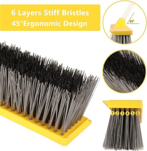 مكنسة الدفع في الهواء الطلق مقاس 18 بوصة لتنظيف الأرضيات، مكنسة شديدة التحمل بمقبض طويل قابل للتعديل مقاس 64 بوصة وشعيرات صلبة، مكنسة المرآب لتنظيف سطح السفينة والفناء والمرآب والممر in Kuwait