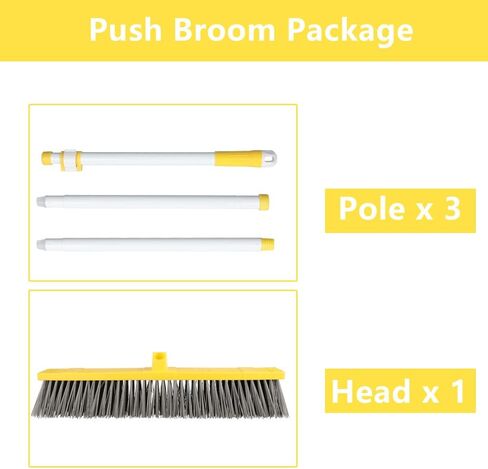 مكنسة الدفع في الهواء الطلق مقاس 18 بوصة لتنظيف الأرضيات، مكنسة شديدة التحمل بمقبض طويل قابل للتعديل مقاس 64 بوصة وشعيرات صلبة، مكنسة المرآب لتنظيف سطح السفينة والفناء والمرآب والممر in Kuwait