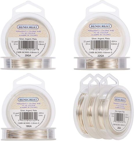 BENECREAT 3 Rolls 20-Gauge/24-Gauge/28-Gauge Tarnish Resistant Silver Coil Wire, 33-Feet/98-Feet/328-Feet in Saudi Arabia