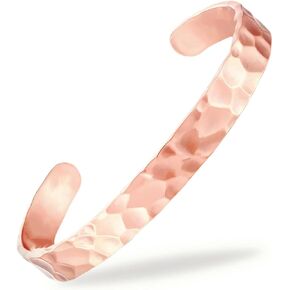 Pure Copper Bracelet for Men & Women – 99% Solid, Handmade Hammered Cuff Bangle Hammered Copper Cuff Bracelet, Rose Gold Finish, Open Bangle Style in Saudi Arabia