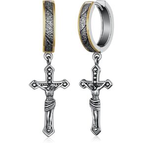 Fathers Gifts Jesus Cross Earrings 925 Sterling Silver Jesus Earrings for Men Christian Jewelry Gifts for Men Father in Kuwait