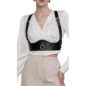 Body Harness for Women, Adjustable Faux Leather Chest Harness Belt, Minimalist Waist Harness, Festival Outfit Accessory for Rave, Party and Gothic Fashion(Waist 23.6-35.8in) in Saudi Arabia