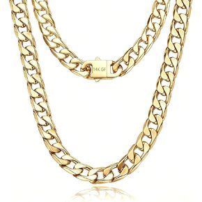 Qlaway 14MM Gold Cuban Link Chain for Men, 316L Stainless Steel and 14K Gold Filled, Gold Chains for Men, Available In 22/24/26/28/30 Inches, Gold Mens Necklace in Saudi Arabia
