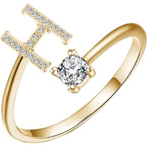Haoze Gold initial Rings for Girls Women Dainty Gold Plated Adjustable Letter Rings for Teen Girls Stackable Alphabet Rings Birthday Gift for Girls in Kuwait