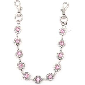 Locus Amoenus Pink Rhinestone Flower Bag Charm Chain, Silver Gold Tone Handbag Charm for Purse Backpack Gift for Women in Saudi Arabia