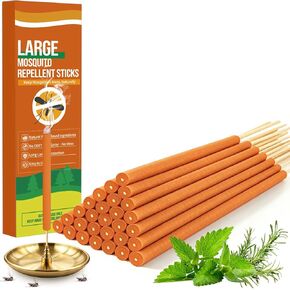 30 Pack Extra Thick Mosquito Repellent Citronella Incense Sticks Outdoor Use, Long Lasting Mosquito Incense Sticks, Natural Plant-Based DEET - Free Mosquito Repellent Sticks for Patio Camping in Saudi Arabia