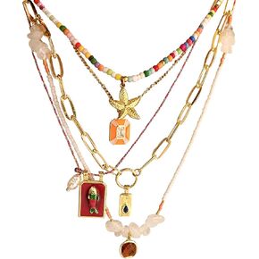 Bohemian Layered Necklace Set Multi Layered Chain Pendant Necklace for Women in Saudi Arabia